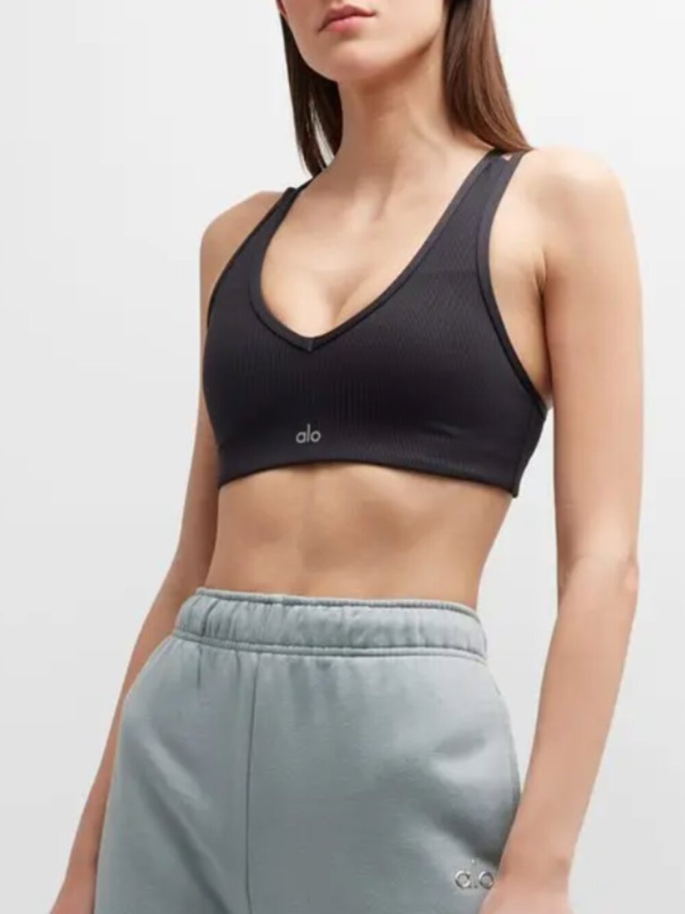Alo Yoga - Airlift Ribbed Jump Start V-Neck Bra Small - Picture 4 of 7